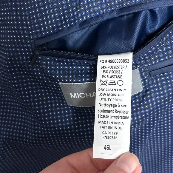 Michael Kors Blazer 46L Blue Sport Coat Jacket Classic Business Stretch